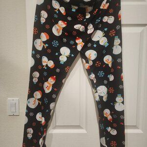 **2PACK** Holiday Santa Snowman leggings size XL